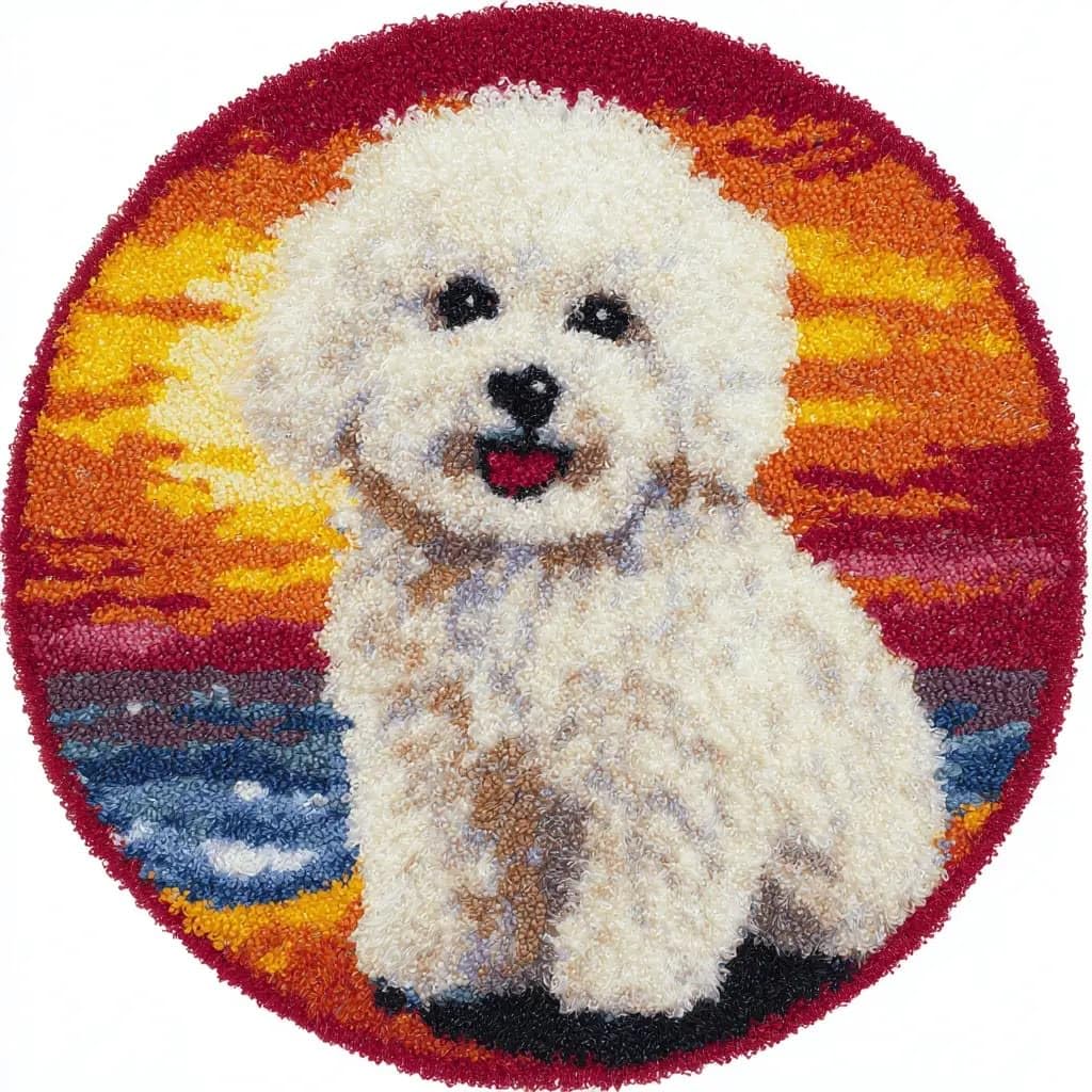 Kitquiver Latch Hook Cushion Kits A Diy Latch Hook Rug Kit For Aldult,Bichon Frise 50X 50Cm