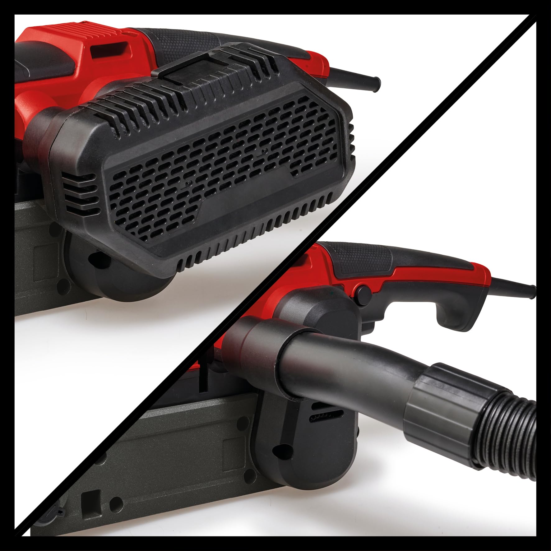Einhell Lijadora de banda TE-BS 850 E (850 W, velocidad de la cinta abrasiva de 400 m/min, ajuste fino de la marcha de la banda, aspiración de polvo, también para uso estacionario, incl. accesorios)