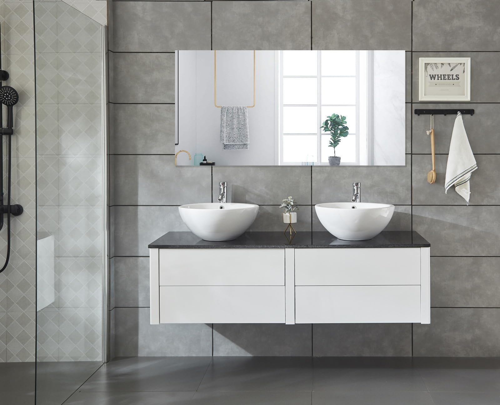 Mitepek Mobile bagno sospeso doppio lavabo appoggio specchio 150cm Drontes Sicorage