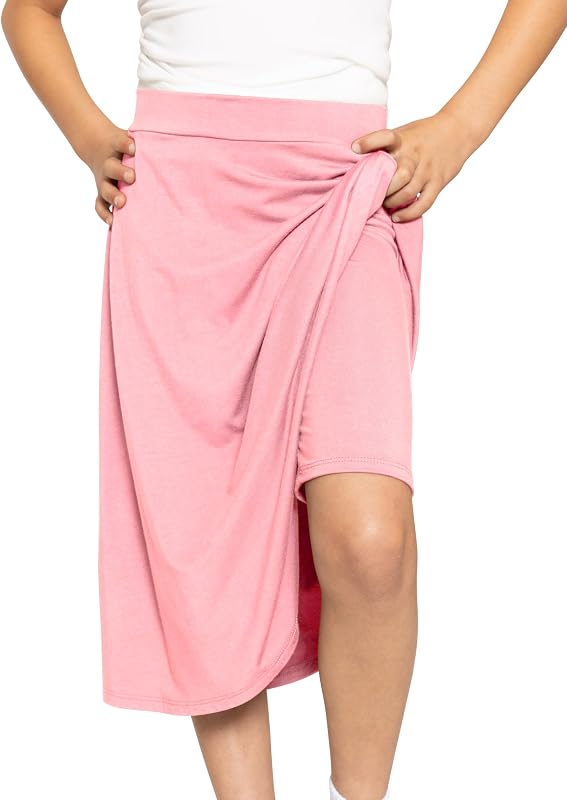 Girl's Midi Length Aline Skirt with Built-in Shorts | Size 4-16