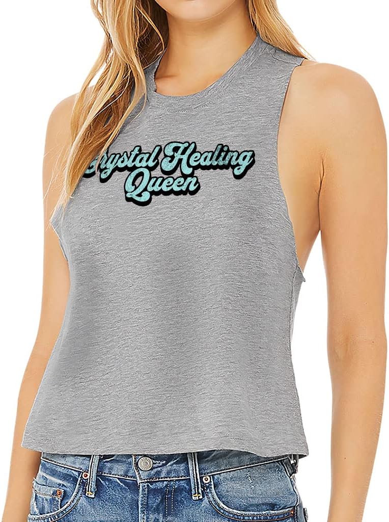 Healing Crystal Racerback Cropped Tank - Queen Women's Tank - Unique Tank Top