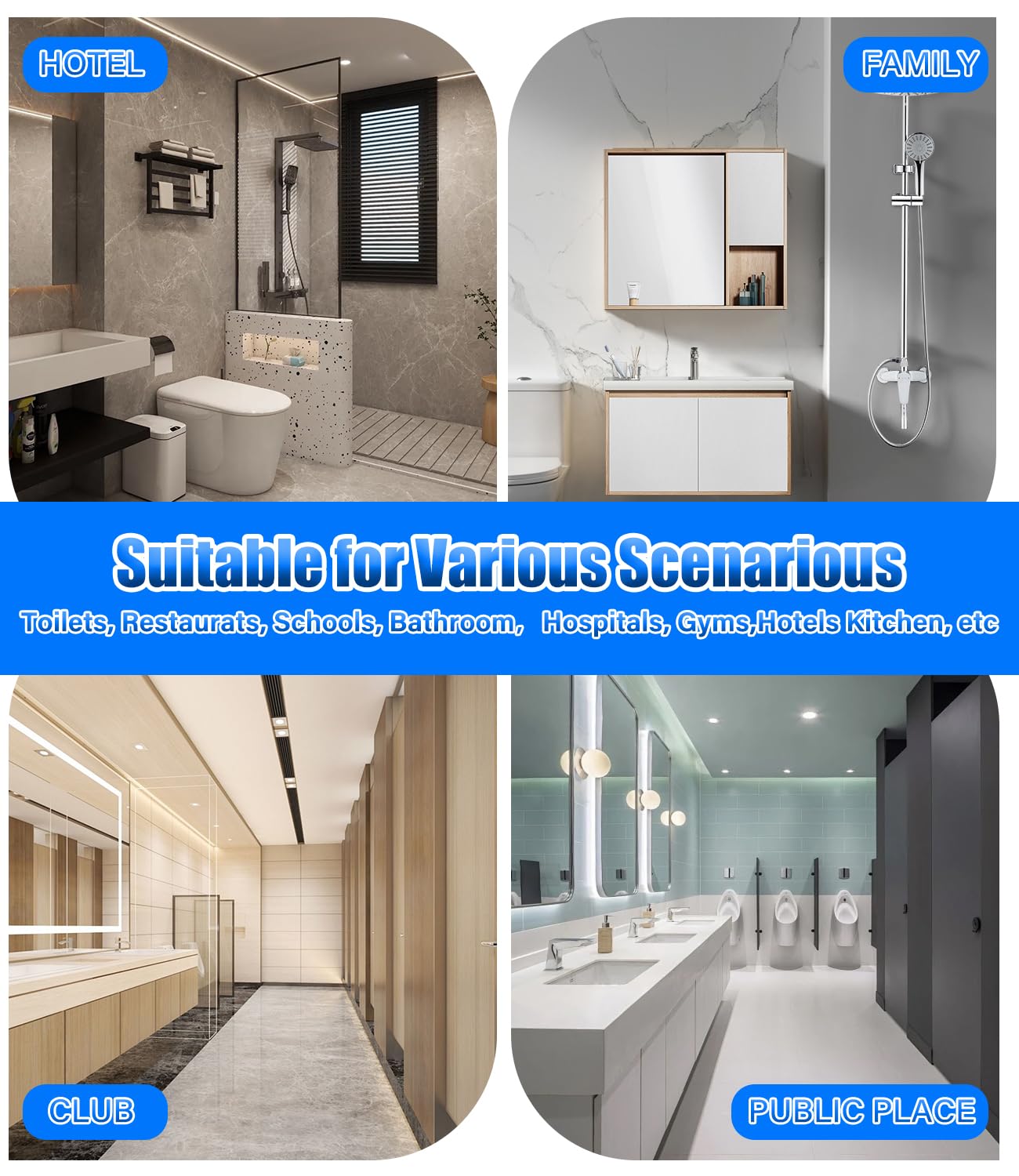 Dispenser Sapone Bagno, Dispenser Sapone Bagno a Muro Ideale per Bagni Commerciali, da Utilizzare con Disinfettanti e Saponi per le Mani, ABS Bianco 800ML Grande Capacità