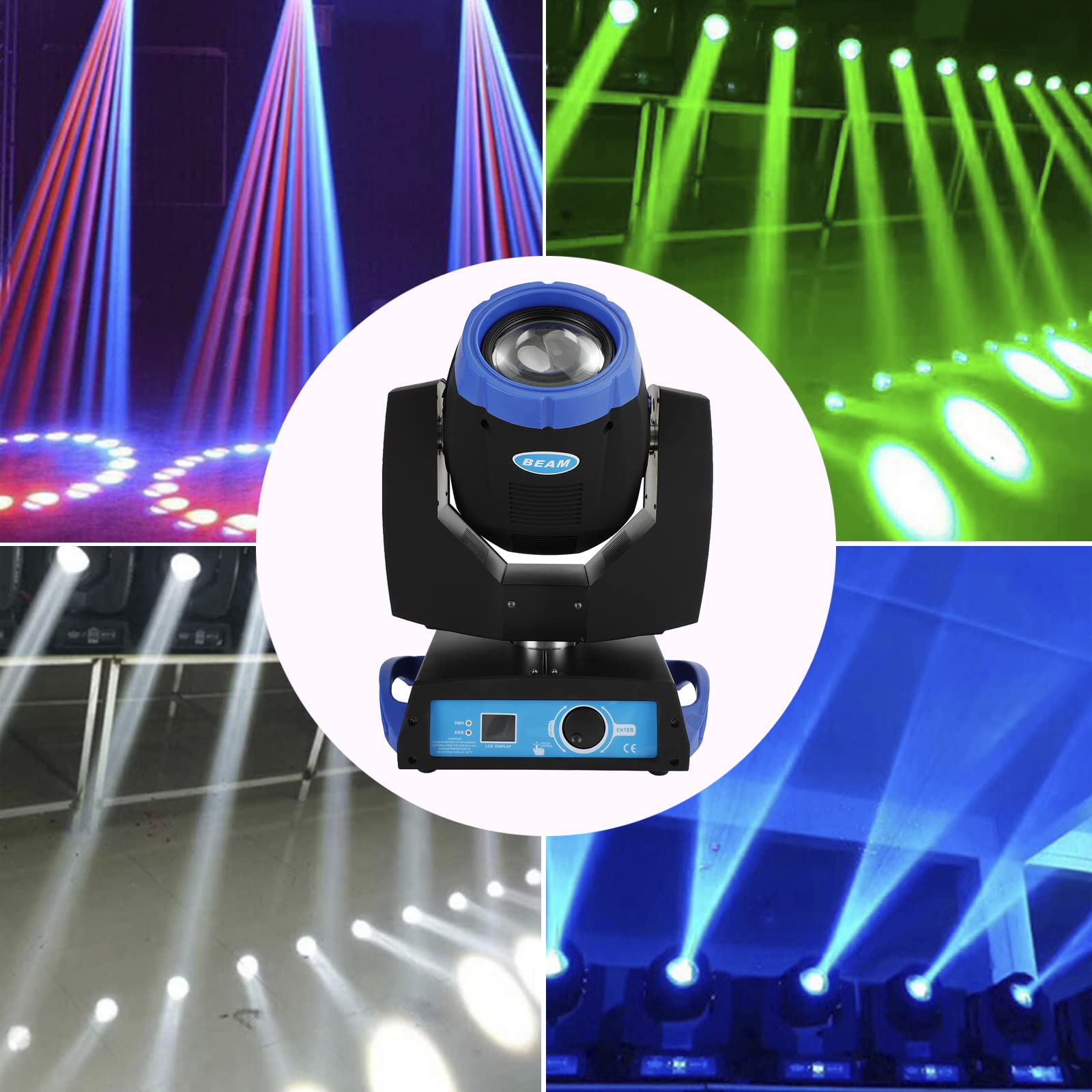 Moving Head Beam 230W mit 8-Prismeneffek Bühnenlicht,DMX512 Leistungsstarker Strahleffekt 15 Farben, 18 Muster DJ/Disco Licht für DJ, Club, Konzert, KTV, 1PC