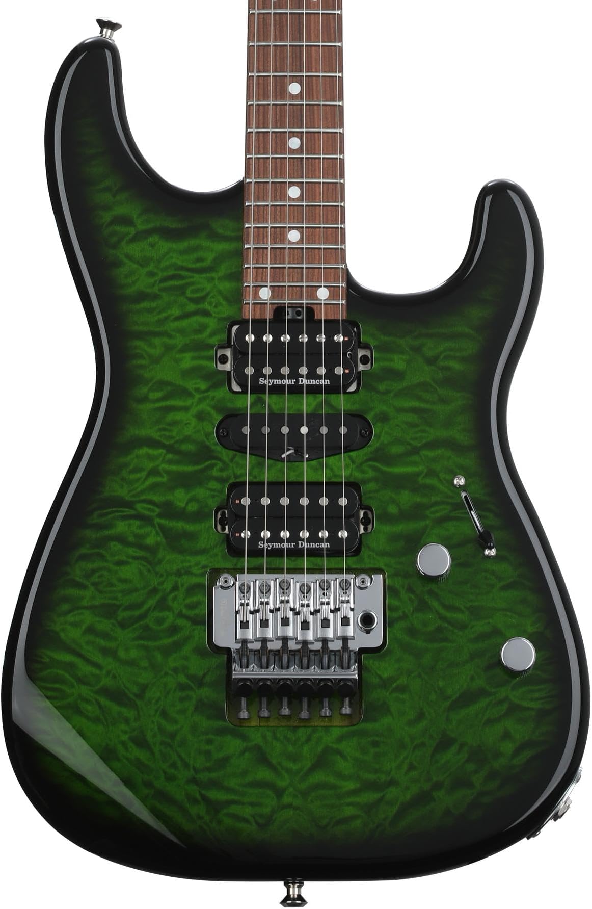 MJ San Dimas Style 1 HSH FR PF QM Electric Guitar - Transparent Green Burst