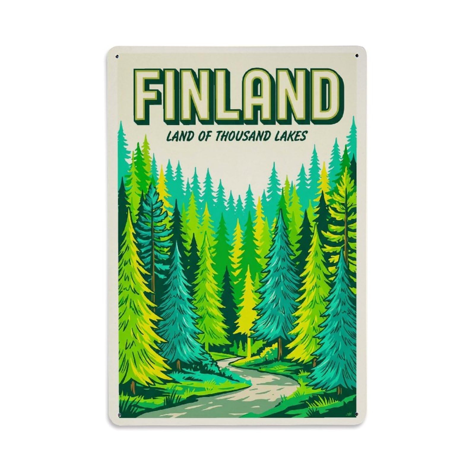 Olhnbad Style Finland Forest Wilderness Nature Travel Nordic Metal Tin Sign