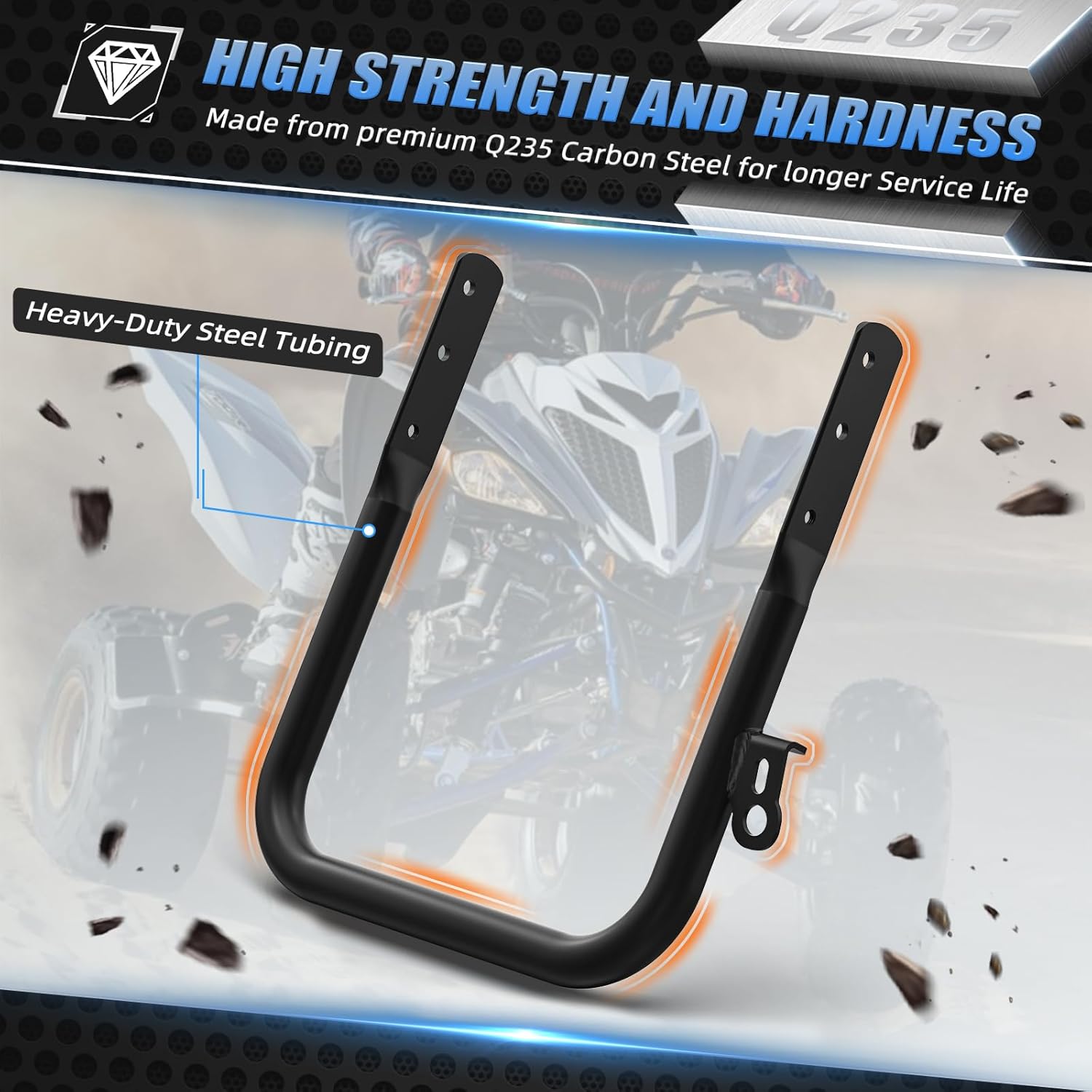 NICECNC Motorcycle Back Bumper Compatible with Yamaha Raptor 700 YFM700 2013 2015-2024, Raptor 700 YFM700R 2006-2008 2014, Raptor 700R YFM700R 2009-2013 2015-2024 Rear Bumper, See Fitments