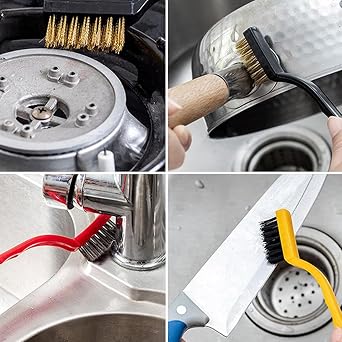 Kyrotech 3'lü Mini Tel Fırça Seti, Paslanmaz Çelik, Bakır ve Naylon Kıllı Temizleme Fırçaları, Gaz Ocağı, Musluk, Mutfak Köşe ve Dar Alanlar İçin Temizlik Aleti
