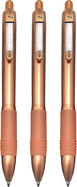 Zebra - Z-Grip Smooth Retractable Ballpoint Pen - 1.0mm - Rose Gold Barrel - Black Ink - Pack of 3