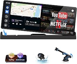 4 in 1 Schermo per Auto Carplay Android Auto avec Youtube/Netflix/Tiktok, Support Exclusif 10,26 Pouces Android Auto Display Autoradio Car Play avec Caméra de Recul Wi-Fi Double Bande, Bluetooth