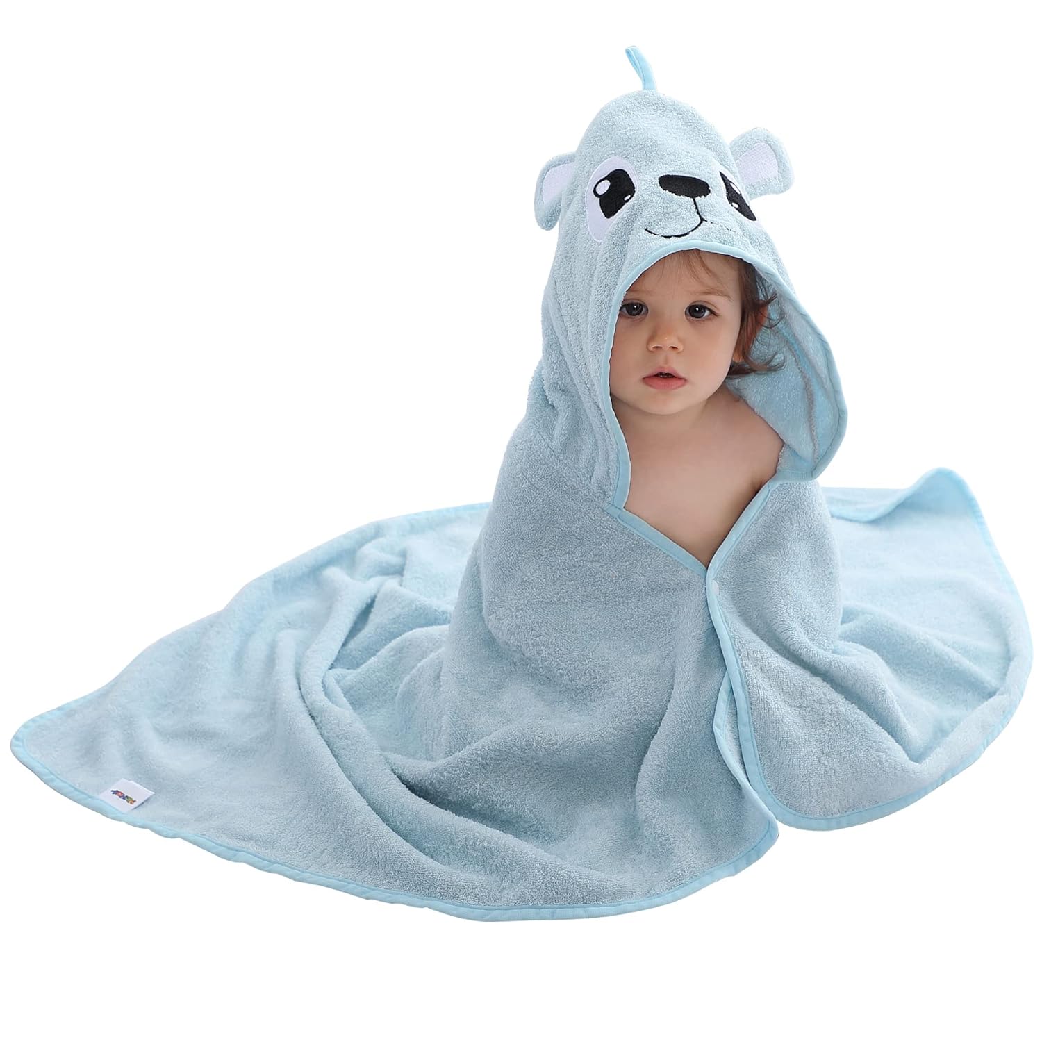 MICHLEY Bamboo Viscose Baby Hooded Bath Towel for 0-5 Years Boys and Girls, 29.5 x 39.5 Inch Ultra-Soft and Quick-drying Infant Bath (Bear)