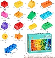Vista 6 de Cutedeer 258 Piece Classic Big Building Blocks Set for Kids Toddlers Compatible with All Major Brands, Large Building Bricks STEM Toys with Gift Box