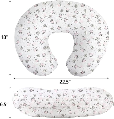 Miniatura 3 de Almohada de lactancia para mamá, funda suave de pantorrilla rosa con relleno transpirable, apoyo de alimentación para 0 a 12 meses, cojín de apoyo