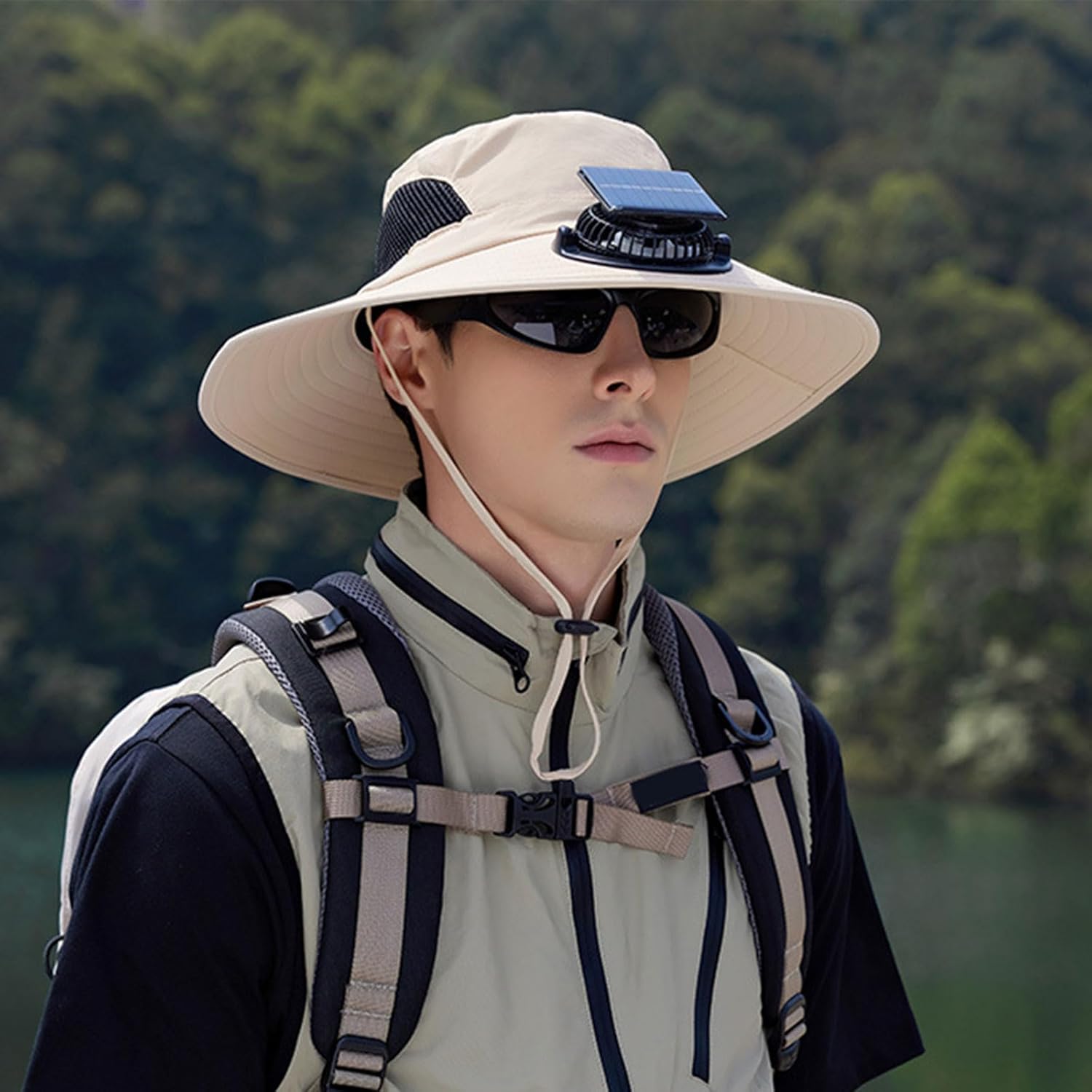 Solar Fan Hat Lightweight Breathable with Built-in Cooling for Fishing Hiking Outdoor Travel