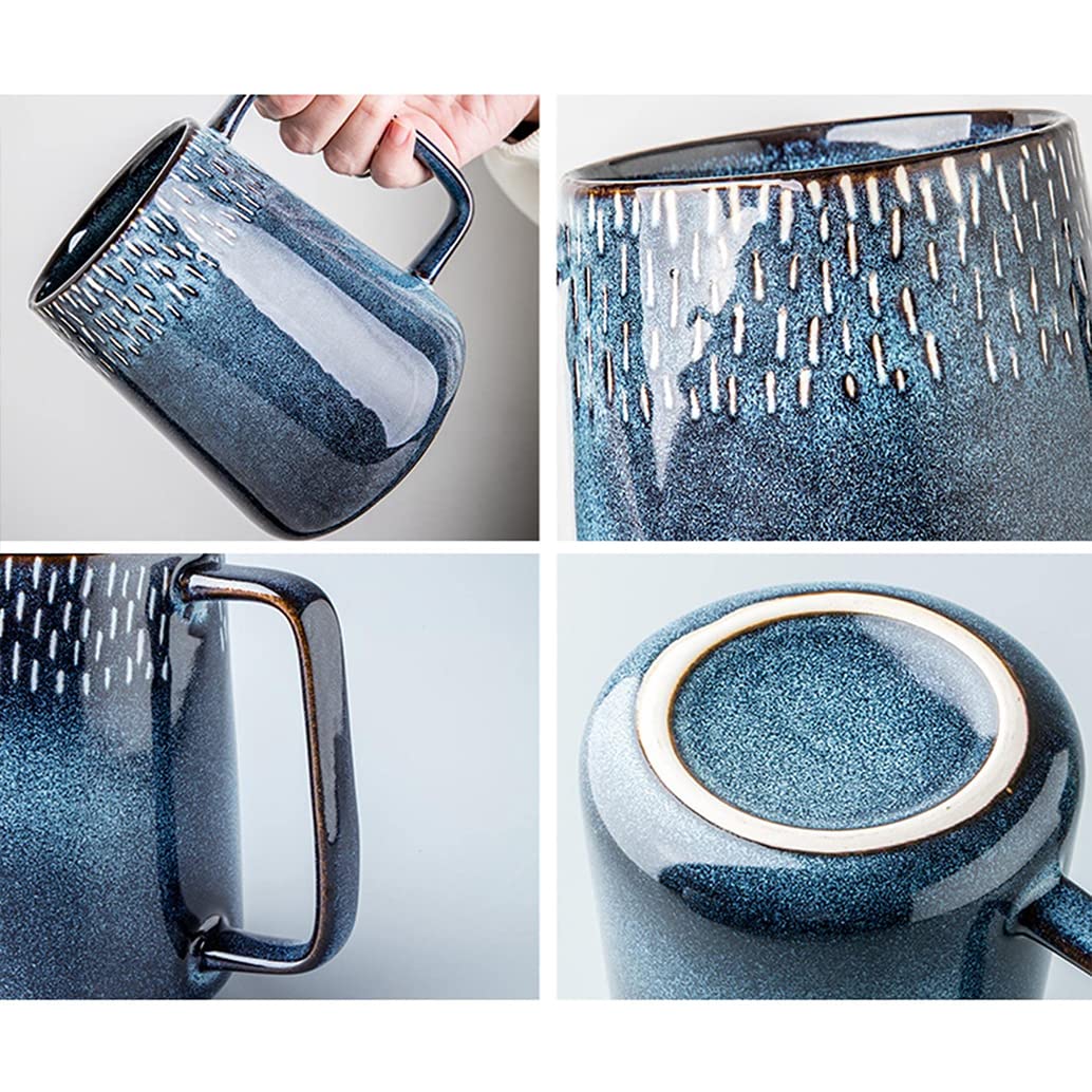 Duże ceramiczne kubki do kawy z pokrywką i chochlą, kubki do kawy z dużym uchwytem, bardzo duży kubek do herbaty i kawy do biura i domu, prezenty dla mężczyzny, kobiety, taty i mamy, kuchenka mikrofalowa A-700 ml