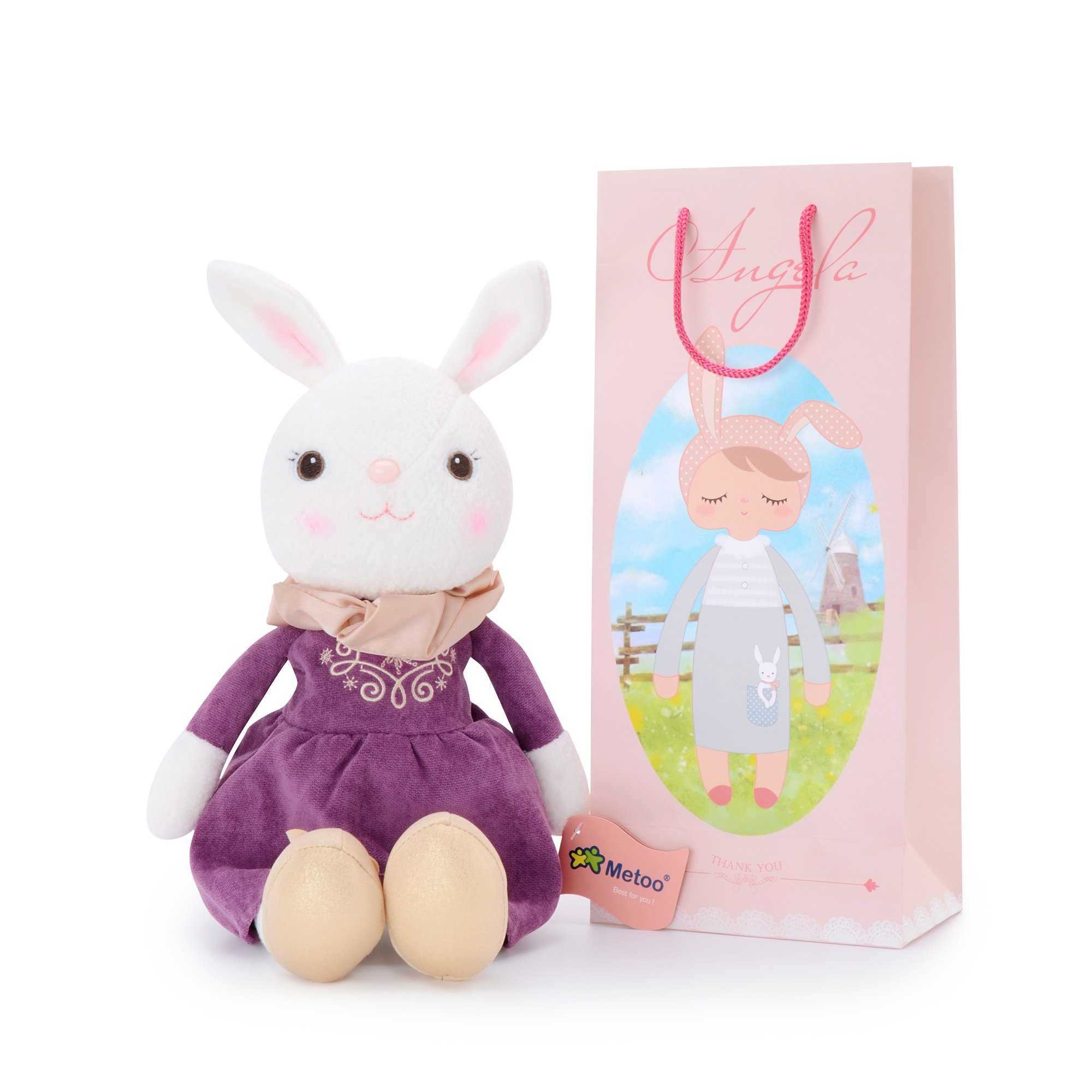 Me Too Tiramitu Stuffed Bunny Plush Rabbit Dolls Toys Purple Dress 16 inches+Gift Bag …