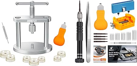 JOREST Watch Battery Replacement Kit, Watch Press Tool Set, Repair Kit for Watches with A Pry Opening, Only for Round Dials