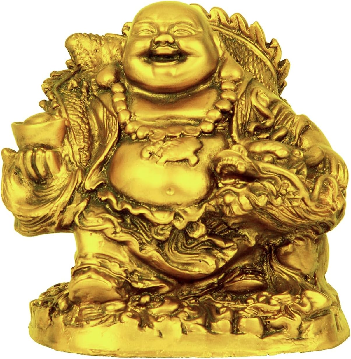 TIED RIBBONS Laughing Buddha Idol Statue Showpiece for Money Wealth and Good Luck (Multi, 12 x 11 cm) - Diwali Decoration Items for Home Decor Living Room Office Diwali Gift for Family and Friends