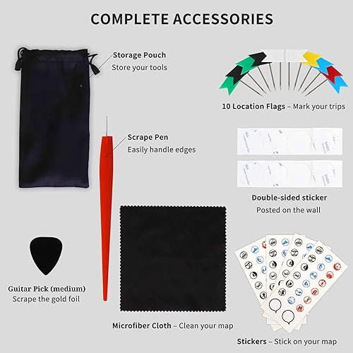 Miniatura 5 de Mapa para rascar del Parque Nacional de 16 x 20 pulgadas, mapa de parques nacionales de Estados Unidos dibujado a mano, póster de viaje laminado