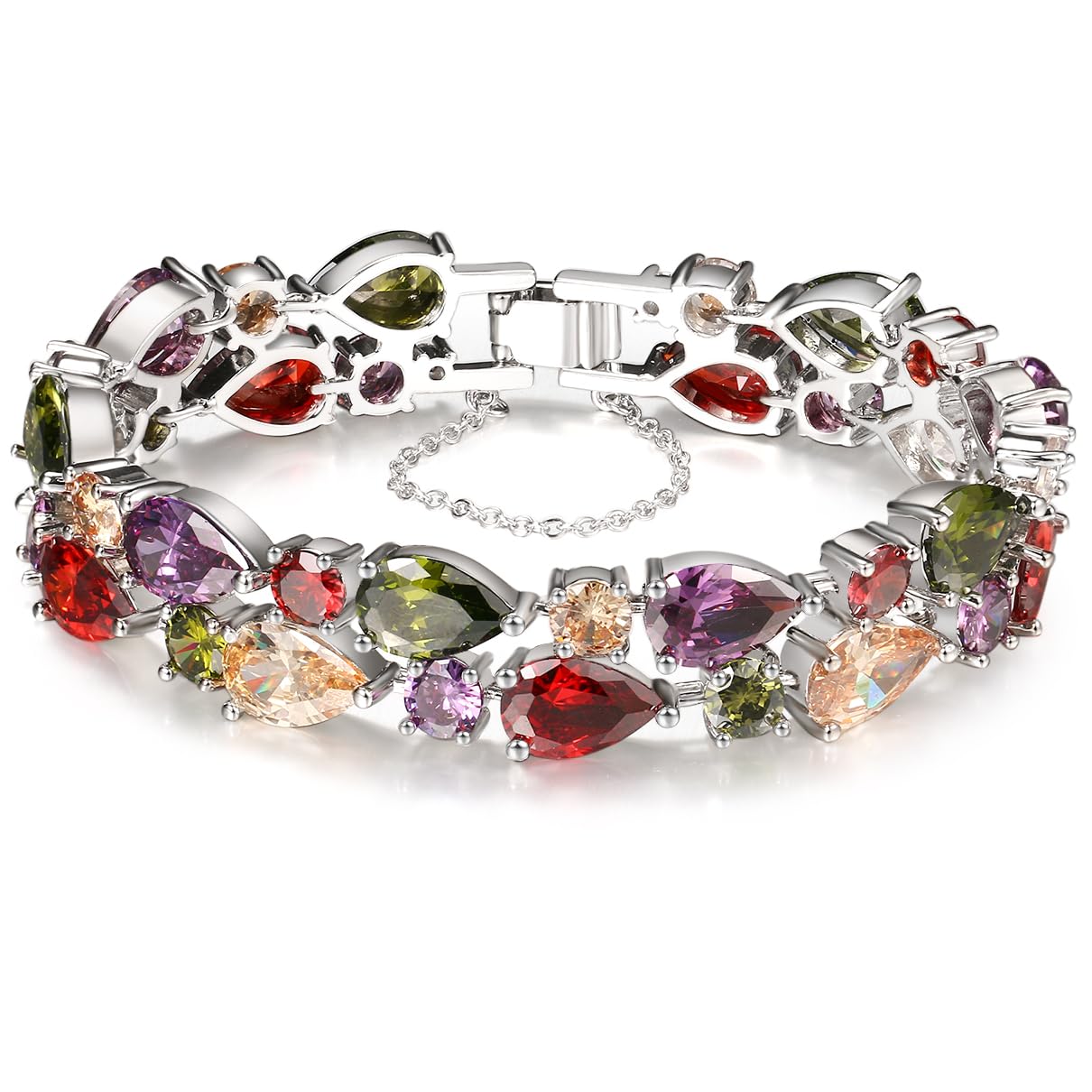 Fashion Gemstone Silver Bracelets, Silver Jewelry for Women Bracelet, Amethyst Garnet Morganite Peridot Women Jewelry Bracelets