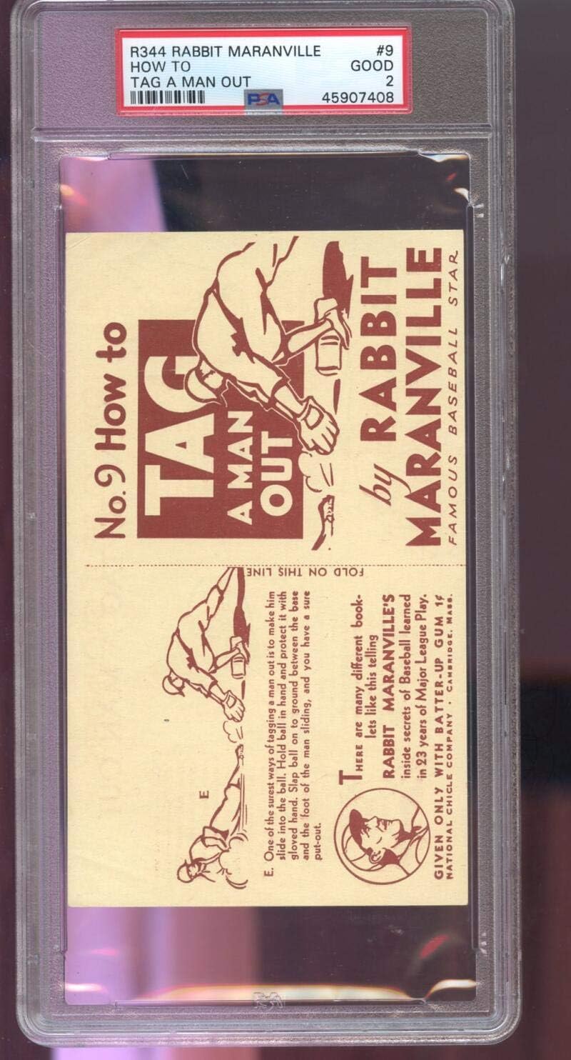 1936 R344 National Chicle Rabbit Maranville #9 How To Tag A Man Out PSA 2 Graded Baseball Card
