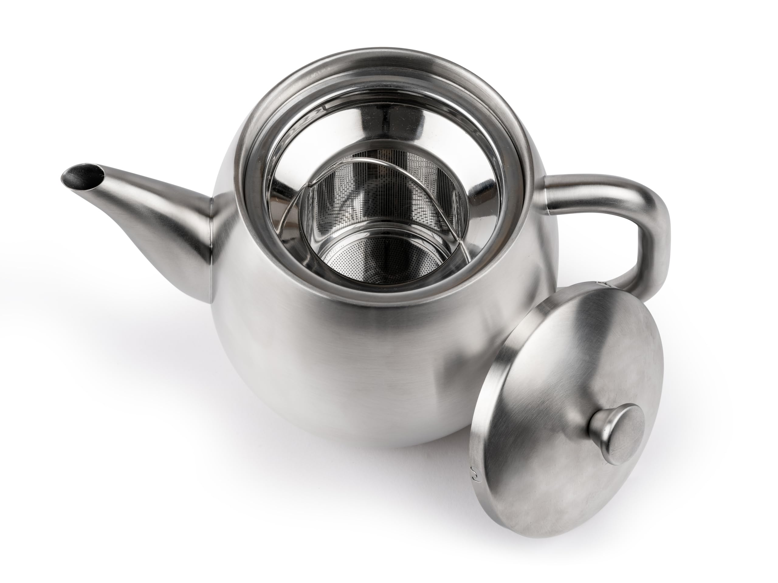 Bredemeijer kleine Edelstahl Teekanne 0,9 Liter - silber-matte doppelwandige Kanne inklusive wiederverwendbaren Teefilter - für länger, warmen Teegenuss
