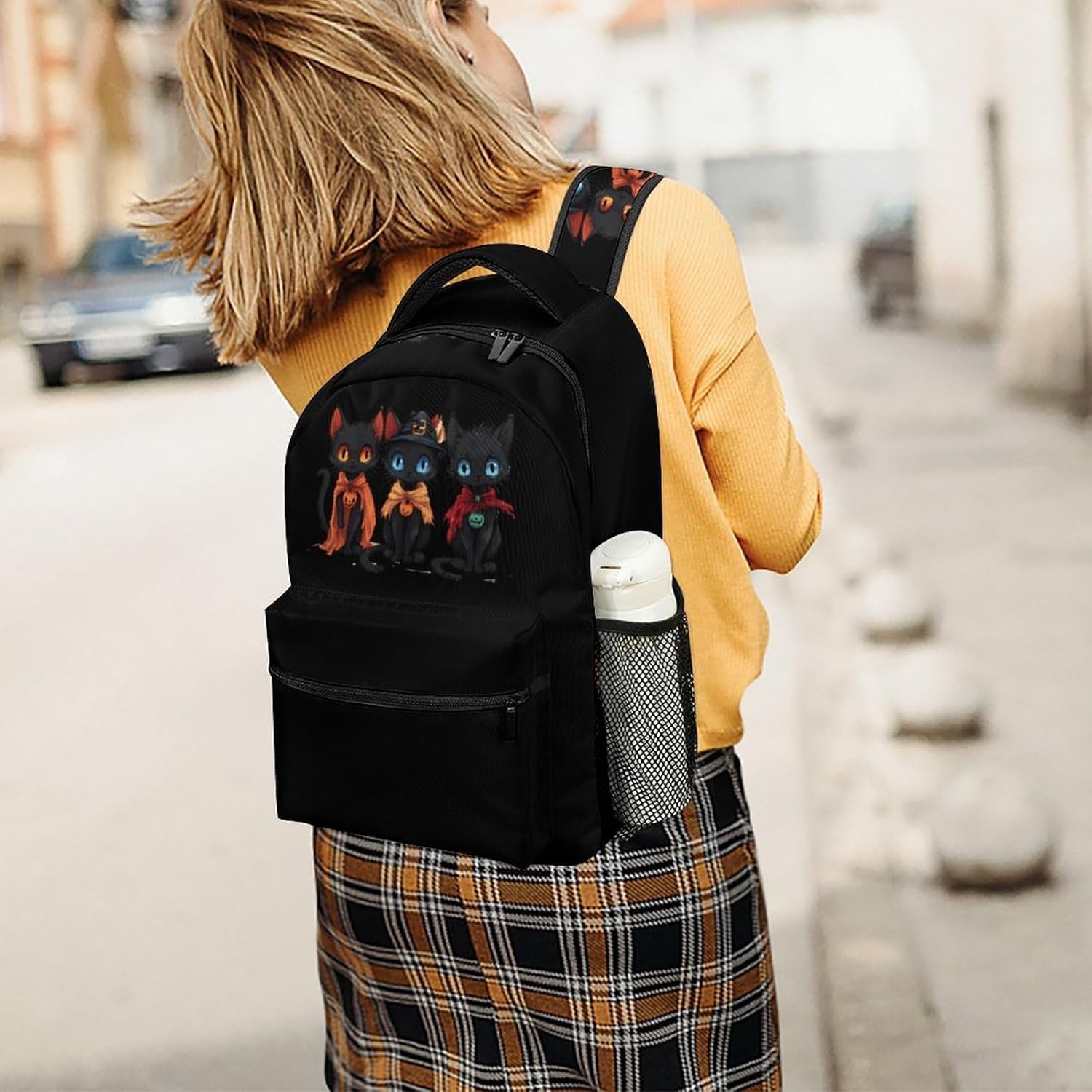 Halloween-cat Laptop Backpack Lightweight Travel Daypack Shoulder Bag for Men Women