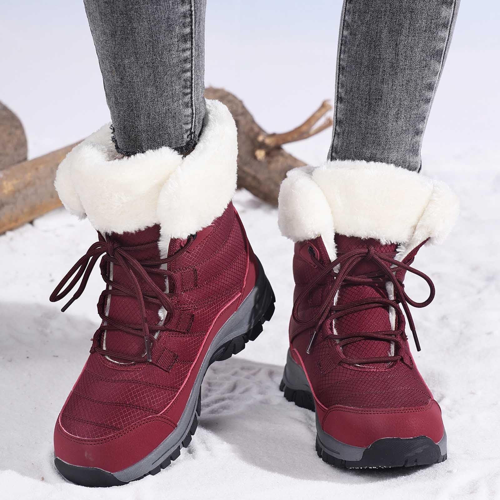 Générique Ski Femme Boots Neige Bottes Coffret Echarpe Botte Hiver Homme Chaussures Randonnée Grand Froid Chaussure De Pour Combinaison Écharpe Leopard Fourrées Imperméable Bottine Châle Après