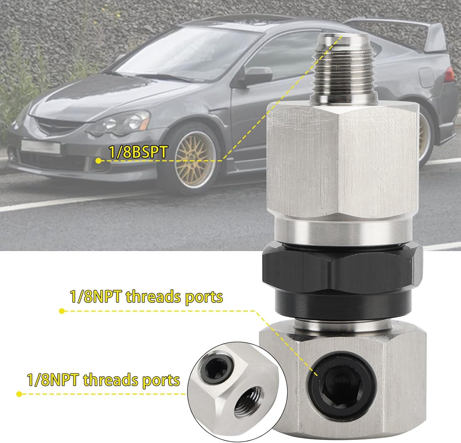 2x Oil Pressure Sensor Adapter,1/8 BSPT Thread V4 Upgraded 1/8NPT Plugs Fit For Honda Acura RSX 2002-2006 K Series K20 K24