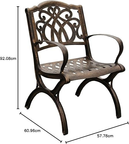 Miniatura 6 de Oakland Living Silla de comedor de bronce de aluminio fundido tradicional al aire libre ornamentada