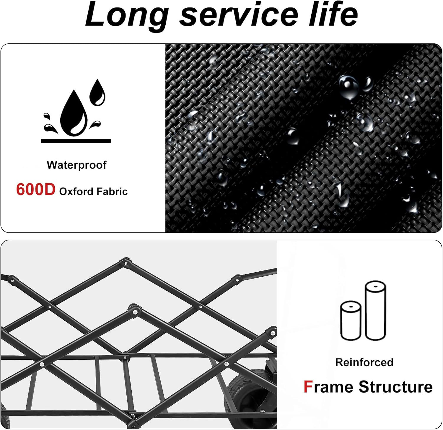 Collapsible Foldable Wagon with Wheels, 440lbs Heavy Duty Utility Beach Wagon for Grocery, Sports, Garden, Shopping, Camping