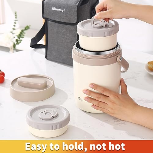 Miniatura 4 de Lonchera con vacío para adultos, termo para sopa para alimentos calientes con insertos, lonchera Bento apilable, contenedor de almacenamiento, boca