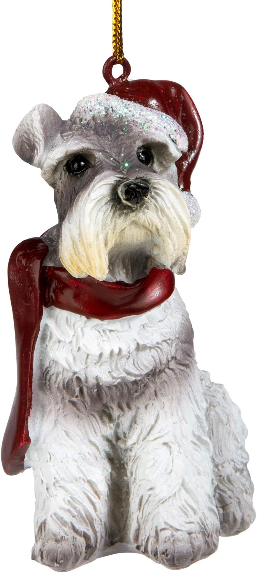 Design Toscano Miniature Schnauzer Holiday Dog Christmas Tree Ornament Xmas Decorations, 3 Inch, Cast Stone Resin, Full Color