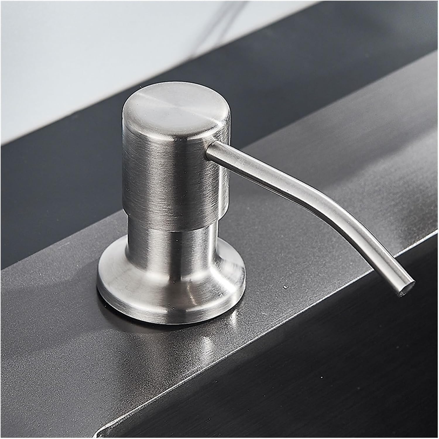 220ML Black Kitchen Soap Dispenser 3 Colors Liquid Detergent Kitchen Sink Lotion Bottle Stainless Steel Head ABS Bottle(Nickel ABS Bottle)