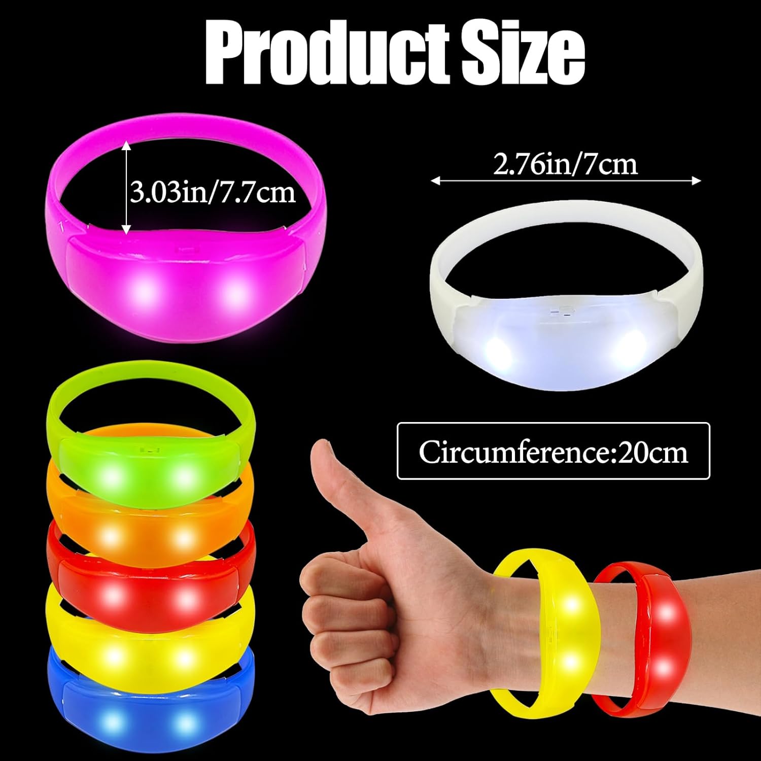 24 Pcs Sound Activated LED Glow Bracelets Light Up Bracelets for Adults Glow in the Dark Bracelets Neon Supplies for Concert - Image 6