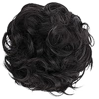 Vista 19 de CAISHA Big Banda Elástica Postizo de Cabello Rizado Ideal para Peinados Recogidos de Novias o Moños Desaliñados, Color Mezcla de Castaño Oscuro