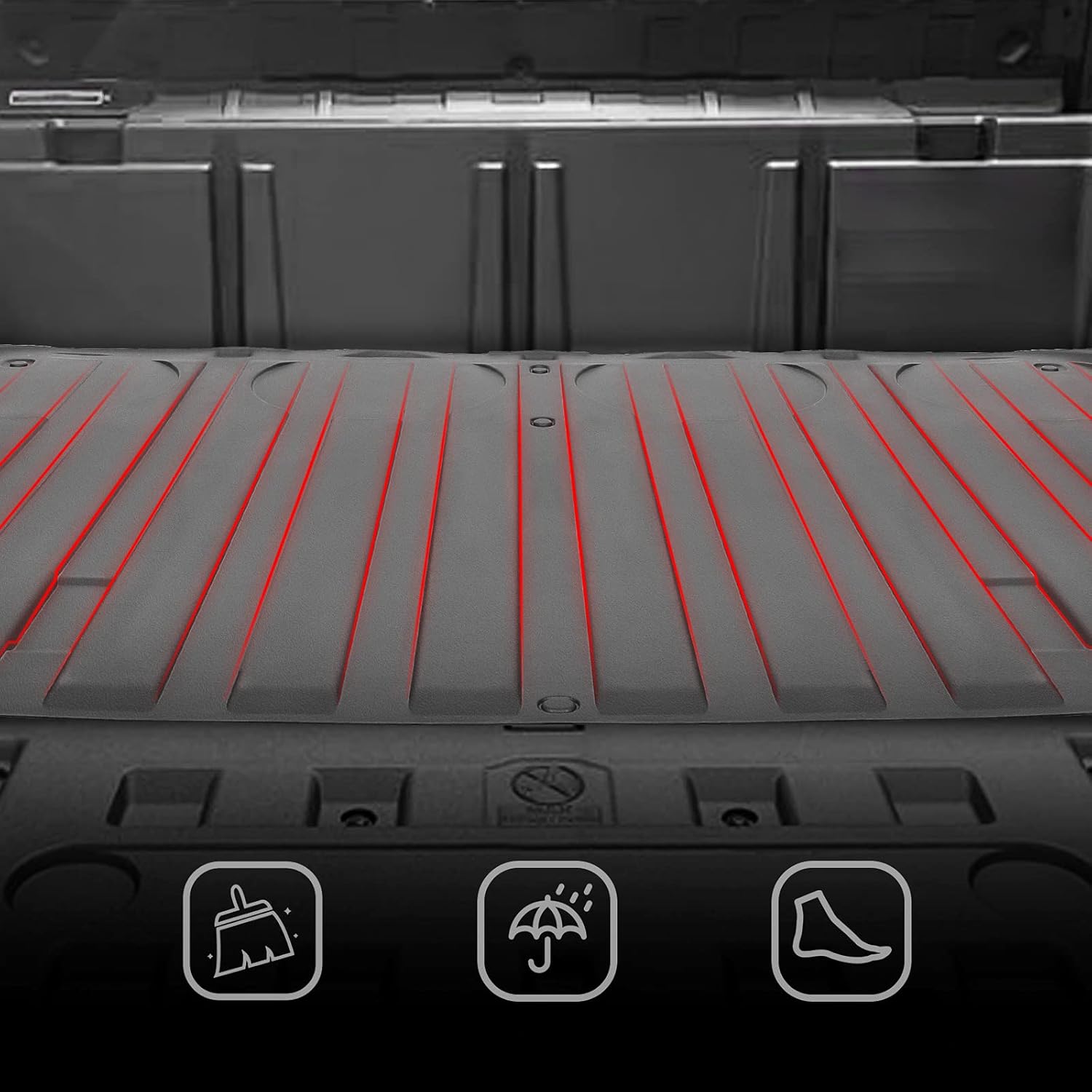 KEMIMOTO UTV Rubber Cargo Bed Mat Liner Compatible with 2016-2026 Can-Am Defender HD5 HD7 HD8 HD10 MAX TPE Rear Cargo Bed Floor Mats Non-Slip, Weather-Resistant, Protects Rear Storage from Dirt