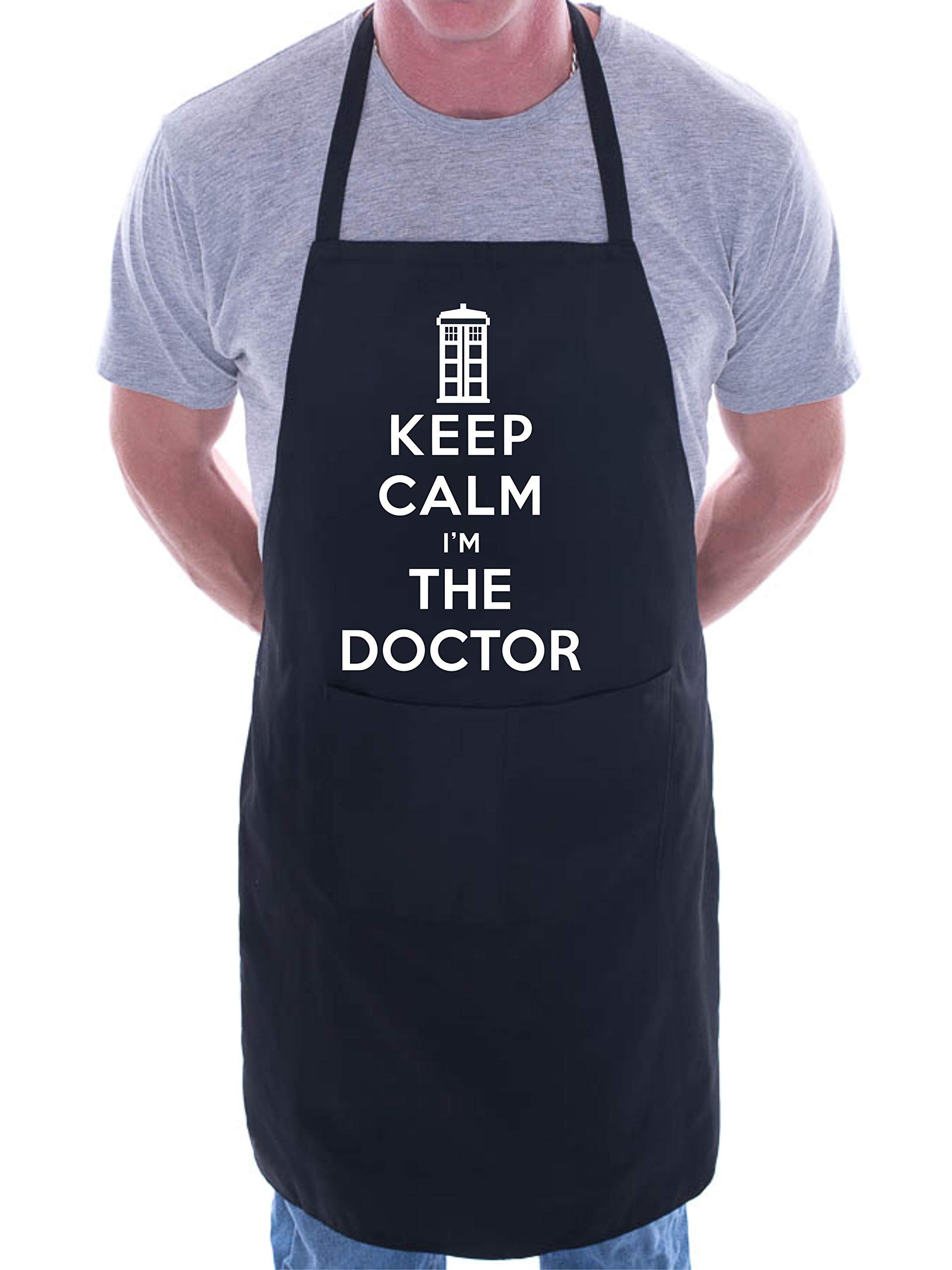 Print4u Men's Black Keep Calm I'm The Doctor Novelty Cooking Apron