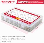 1600PCS M4 M5 M6 Grade 8.8 Heavy Duty Bolts and Nuts Flat & Lock Washers Assortment Kit Includes 15 Most Common Sizes