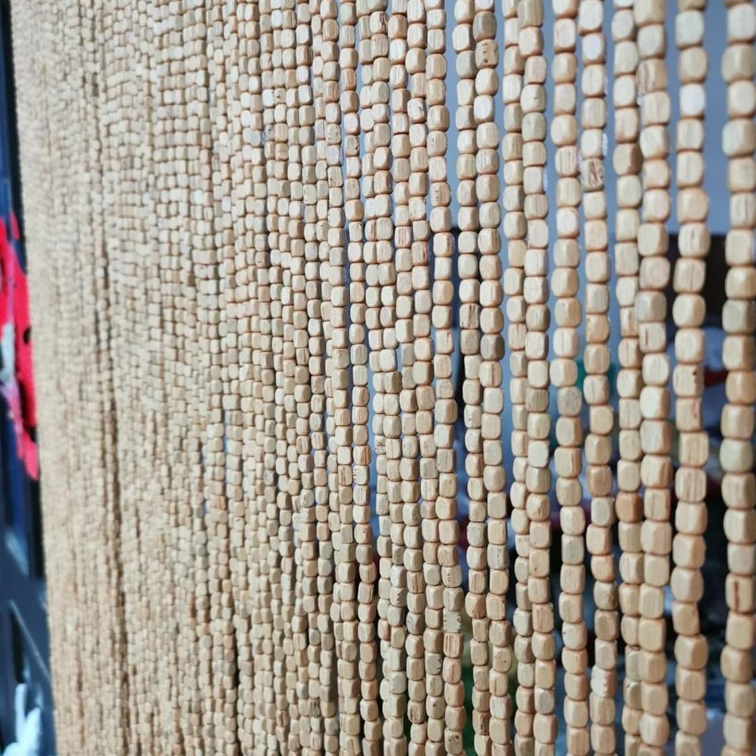Wooden Beaded Bamboo Door Curtain,Beaded Fly Screen Door Curtain,Hanging Screen Doorway Room Divider,Divider Curtain String Screen Panel,for Partition Living Room,Custom (50 Strand