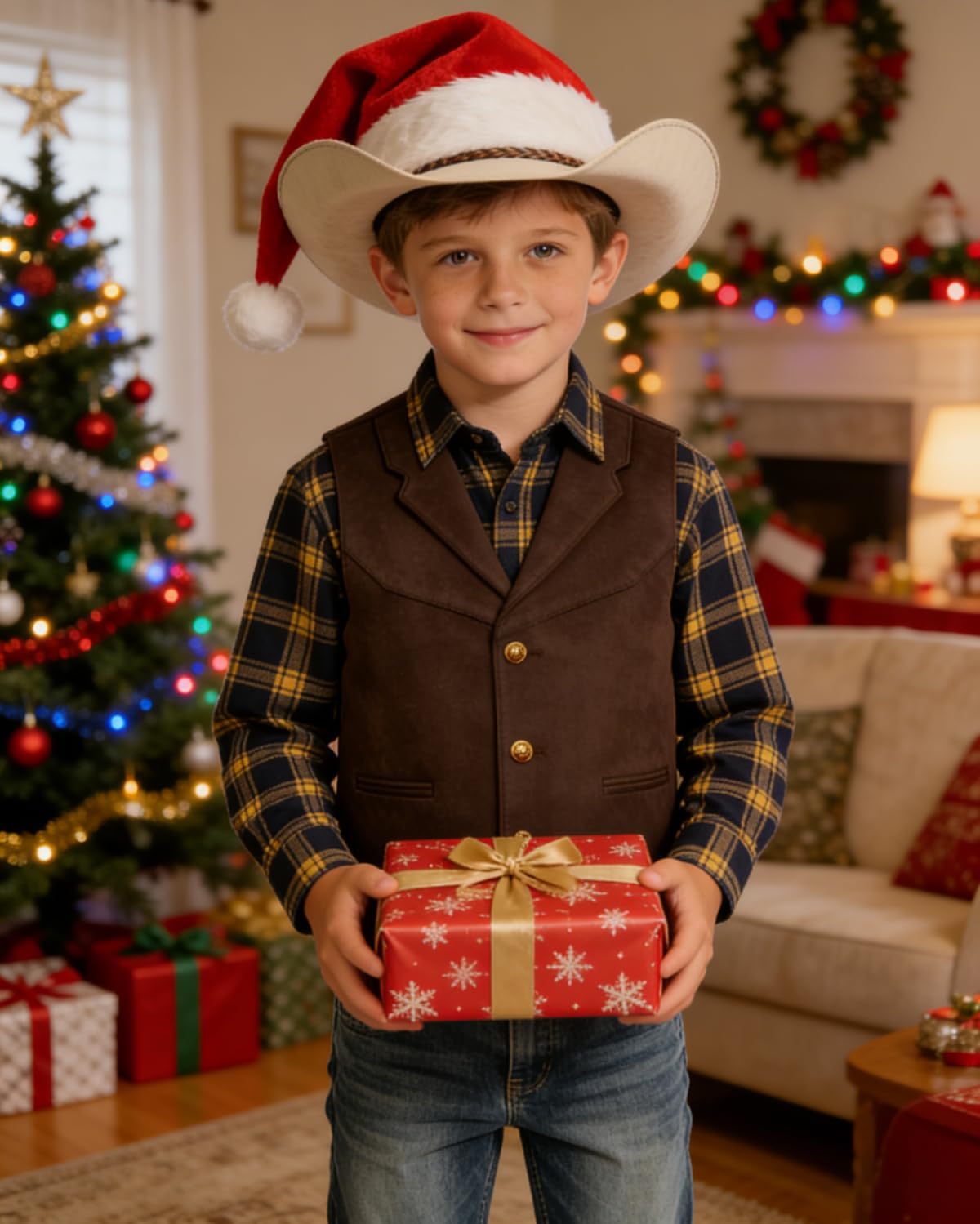 Bakerbear Western Boys Vintage Suede Vest for Kids Cowboy Leather Vests