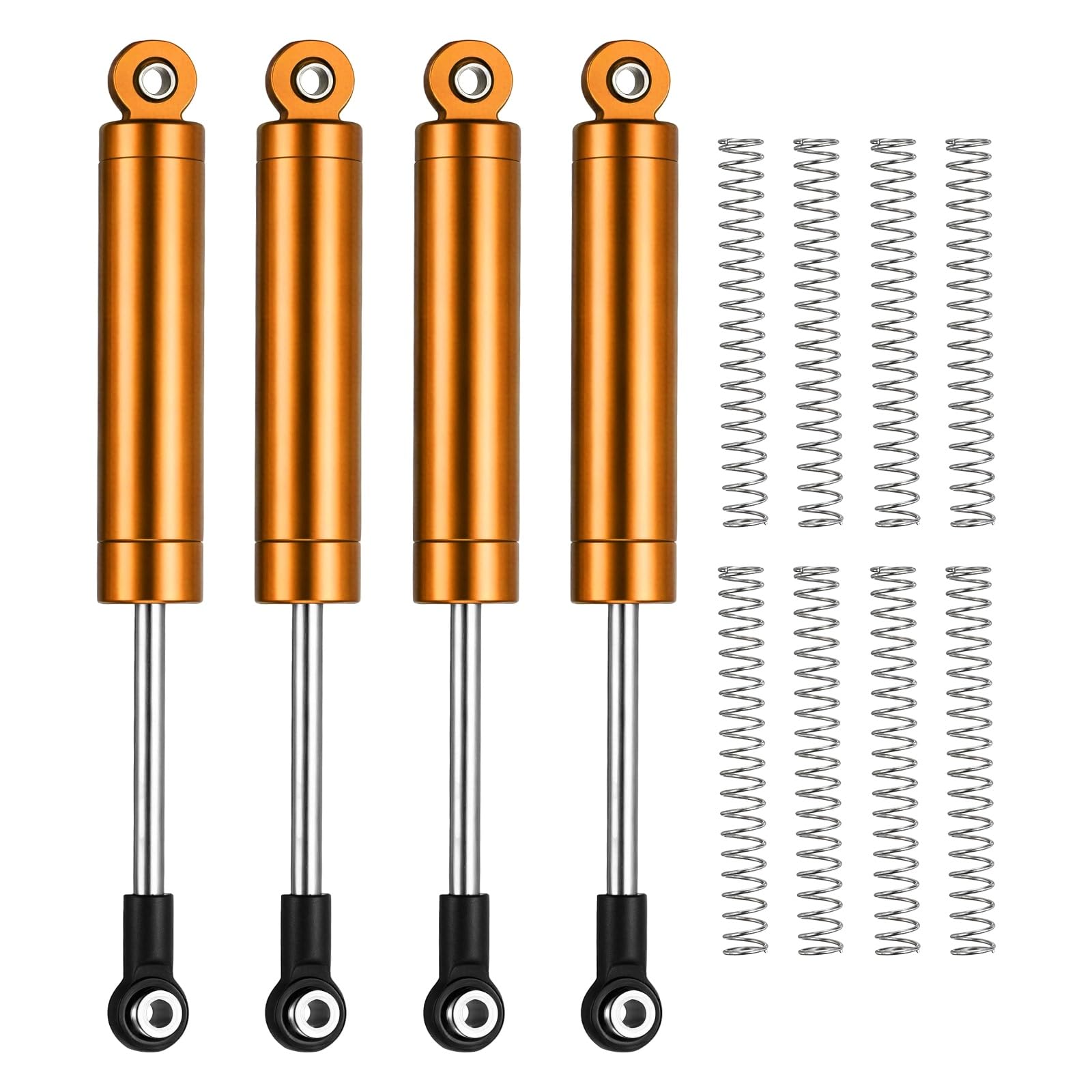 Rebower RC Shock Absorber (with Internal Spring Spare Springs), [for 1/10 RC Crawler ] - 83-111mm / Gold / 4 Pcs
