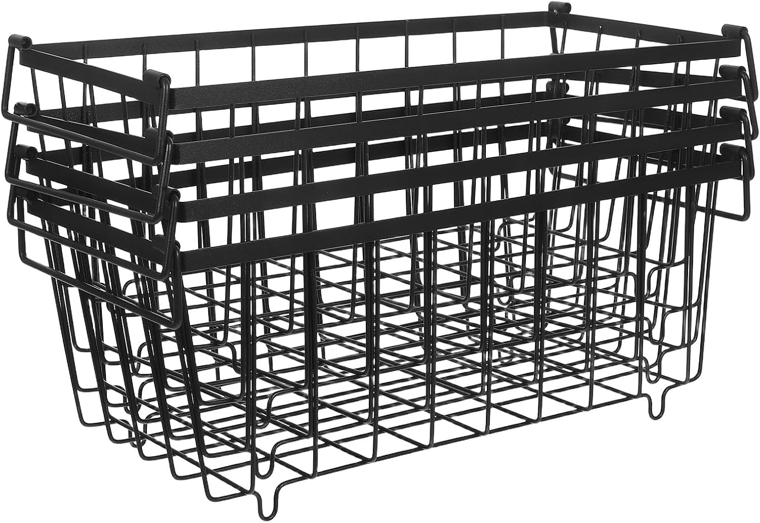 4pcs Wire Mesh Fridge Freezer Baskets with Handles, Deep Chest Freezer Organizer Bins for Refrigerator Kitchen Pantry Storage and Food Sorting