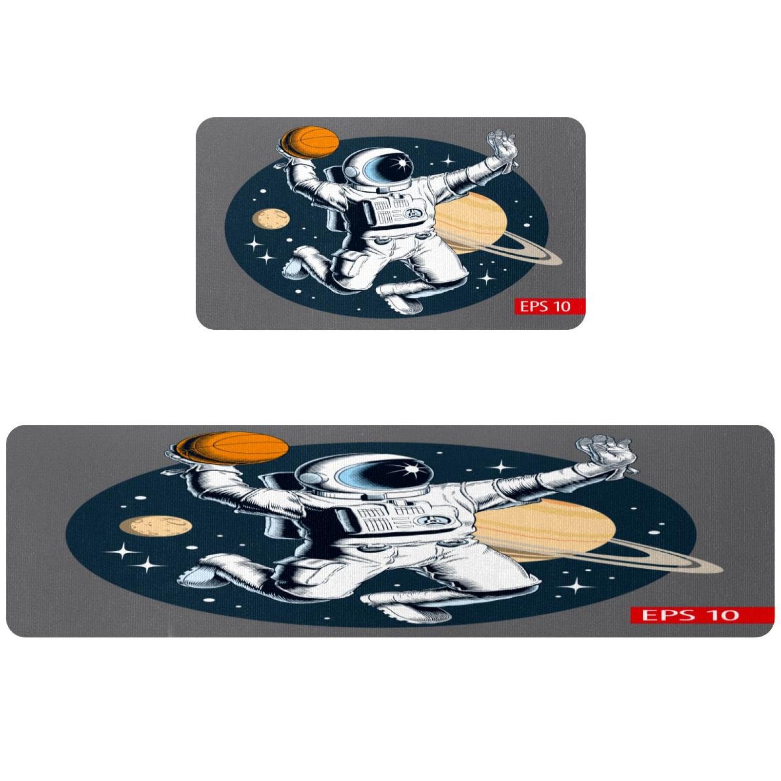 Tapete de cocina antideslizante y absorbente con diseño de astronauta para el hogar, 2 piezas