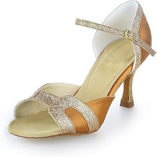 2057 De Las Mujeres Sandalias de Raso Tacón Acampanado latín Salsa Actuación Zapatos de Baile