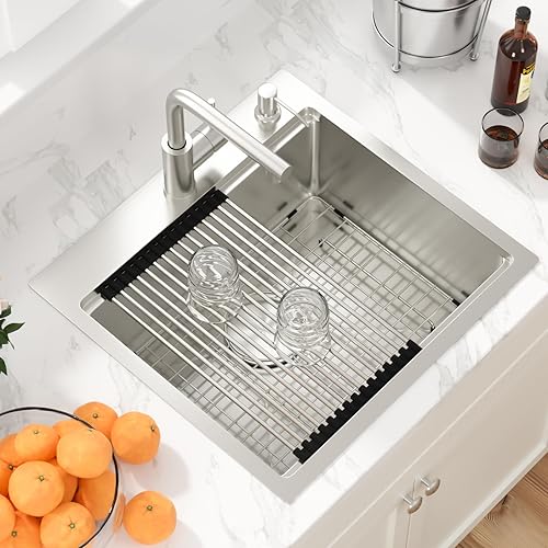 Miniatura 182 de Sarlai Fregadero de barra de 21 gotas de acero inoxidable - Fregadero de cocina de 21 x 20 pulgadas, estación de trabajo de montaje superior, acero