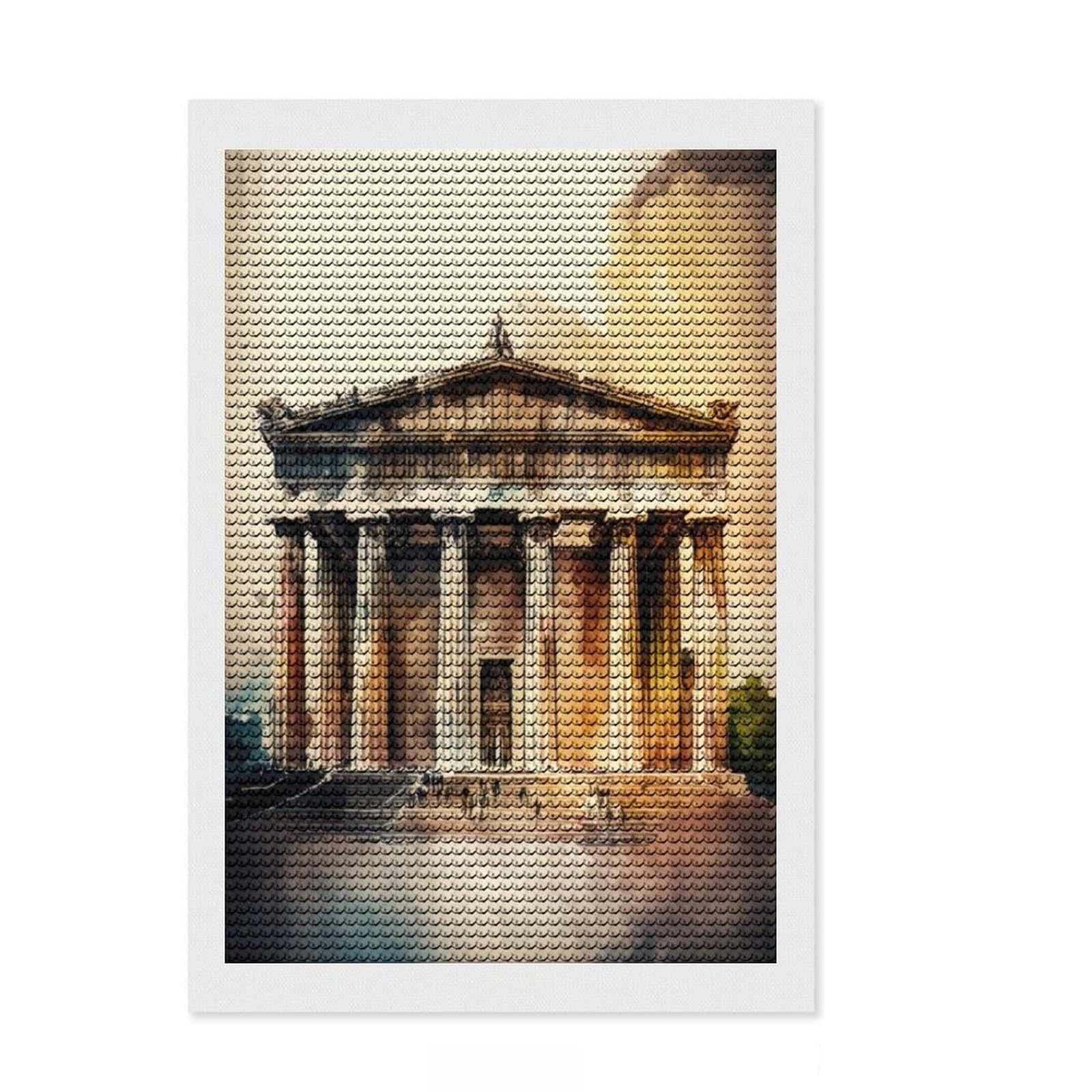 Junmoney The Parthenon Nashville Diamond Painting Set 8"x12", for Craft Lovers, Relaxing DIY Hobby, Cosy Home Accent, Festive Craft Gift