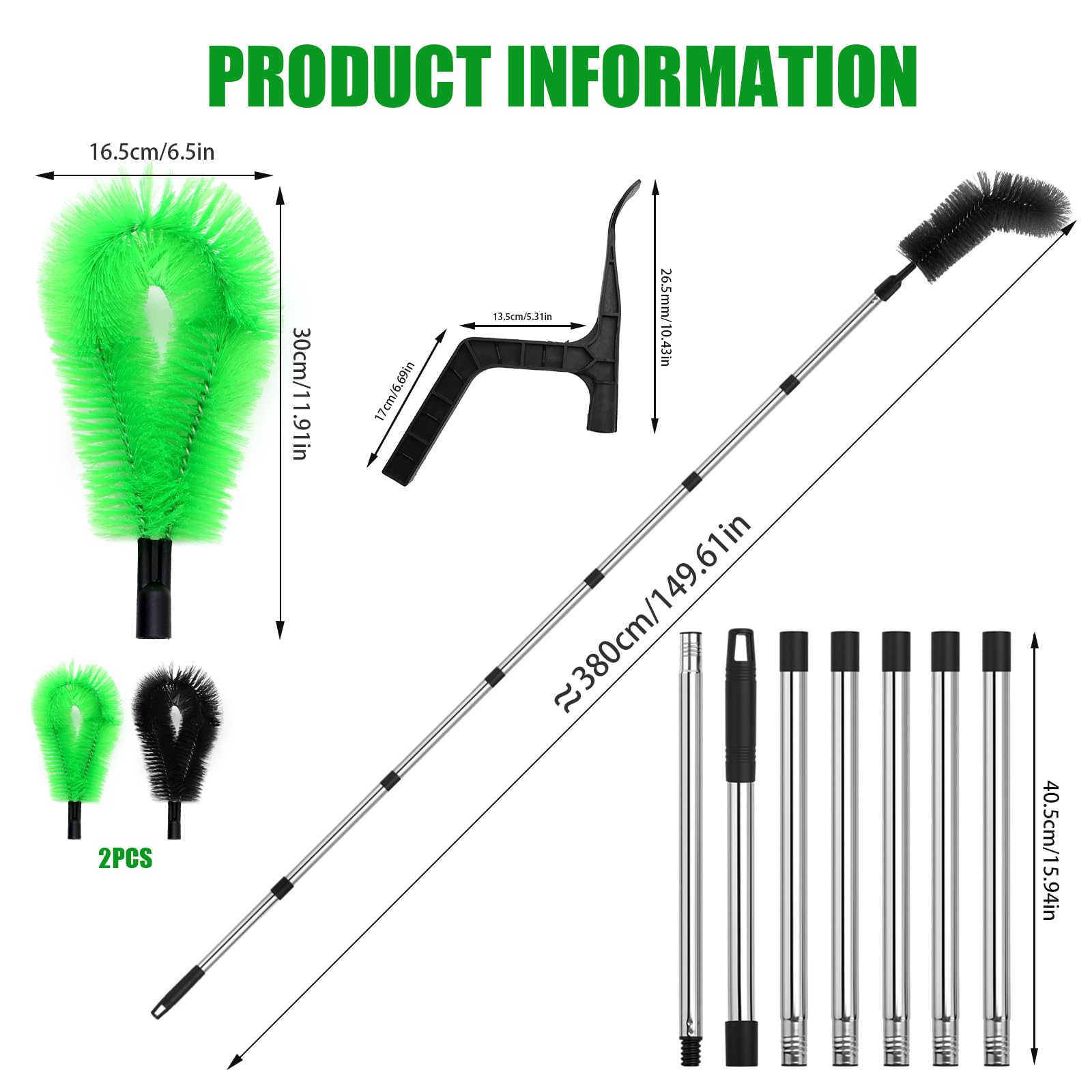 Outils de Nettoyage Télescopiques de Gouttière, 390cm Brosse de Nettoyage de Gouttière, Nettoyage Gouttiere Toit