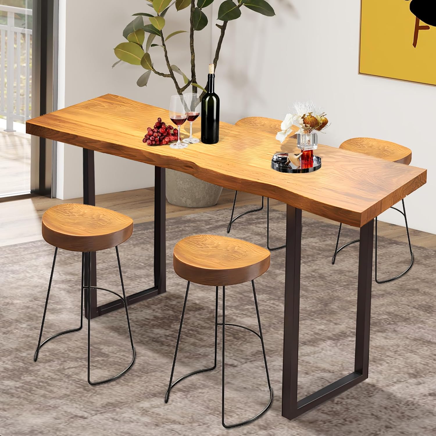Amazon.com: JNMDLAKO Bar Table,Bar Height Pub Table with Sturdy Metal ...