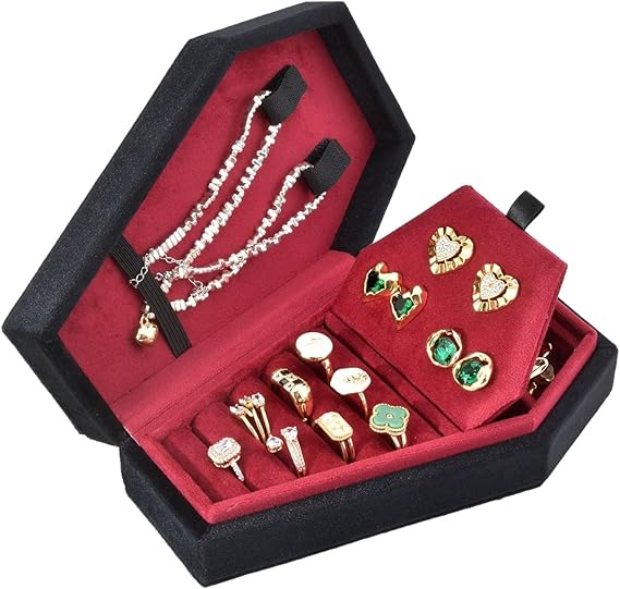 BELOWSYALER Storage Boxes,Gothic Coffin Shaped Jewelry Box Stylish
