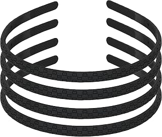 Hairmate Self Matte Non Breakable Plastic Hairbands, Pack of 4 black bands for Office/College/Gym/School/Cycling/Facials I... Price In India